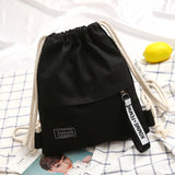 Canvas Drawstring Backpack School Gym Casual String Knapsack