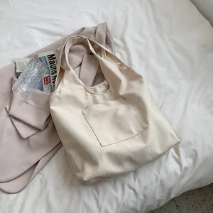 Canvas Eco Shoulder Bags Women Minimalist Students Book School Shopping Totes