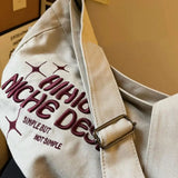 Canvas Embroidery Women Shoulder Bag Large Capacity Tote Pouch