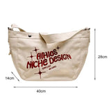 Canvas Embroidery Women Shoulder Bag Large Capacity Tote Pouch