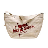 Canvas Embroidery Women Shoulder Bag Large Capacity Tote Pouch