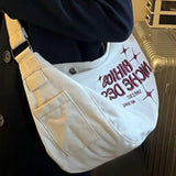 Canvas Embroidery Women Shoulder Bag Large Capacity Tote Pouch