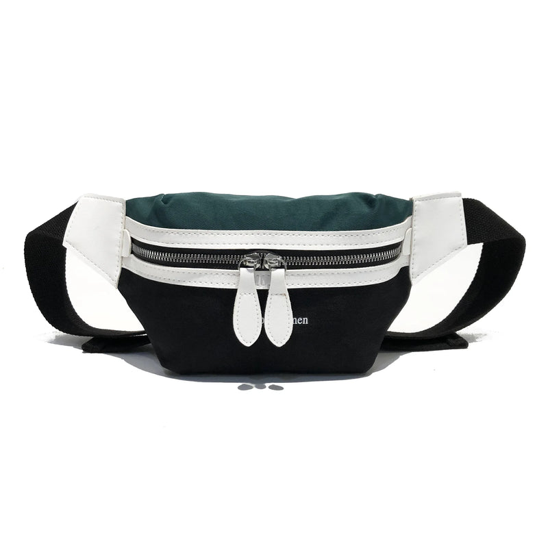 Canvas Fanny Pack Waist Bag for Women Contrast Chest Phone Pouch Belly Bag