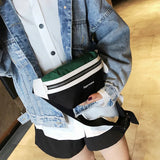 Canvas Fanny Pack Waist Bag for Women Contrast Chest Phone Pouch Belly Bag