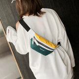 Canvas Fanny Pack Waist Bag for Women Contrast Chest Phone Pouch Belly Bag