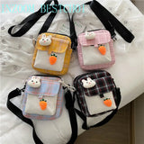 Canvas Wild Student Messenger Bag Plaid Shoulder Bags