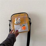 Canvas Wild Student Messenger Bag Plaid Shoulder Bags