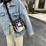 Canvas Wild Student Messenger Bag Plaid Shoulder Bags