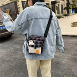 Canvas Wild Student Messenger Bag Plaid Shoulder Bags