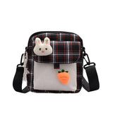 Canvas Wild Student Messenger Bag Plaid Shoulder Bags