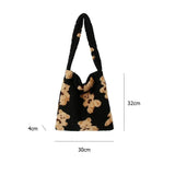 Canvas Fluffy Fur Bear Handbags Large Capacity Soft Shopping Bags School Bag