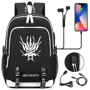 Arknights School Backpack USB Charging Laptop Travel Bags