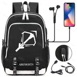 Arknights School Backpack USB Charging Laptop Travel Bags
