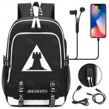 Arknights School Backpack USB Charging Laptop Travel Bags