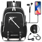 Arknights School Backpack USB Charging Laptop Travel Bags