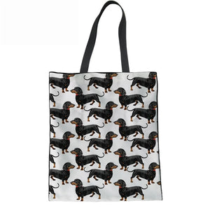 Dachshunds Print Canvas Shoulder Bag for Teen Girls