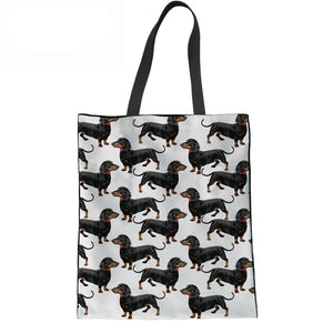 Dachshunds Print Canvas Shoulder Bag for Teen Girls