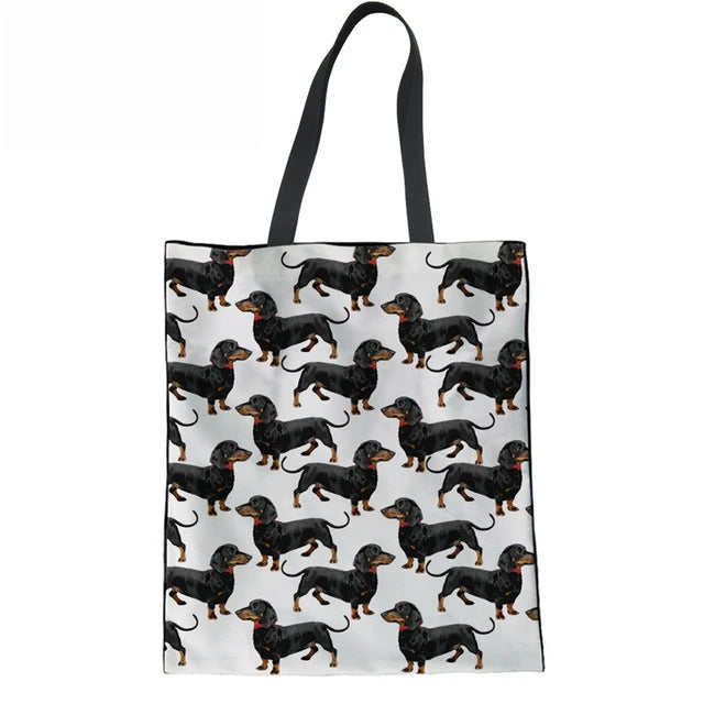 Dachshunds Print Canvas Shoulder Bag for Teen Girls
