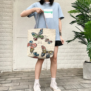 Canvas Handbag Birds Owl Butterfly Print Shoulder Tote Bag