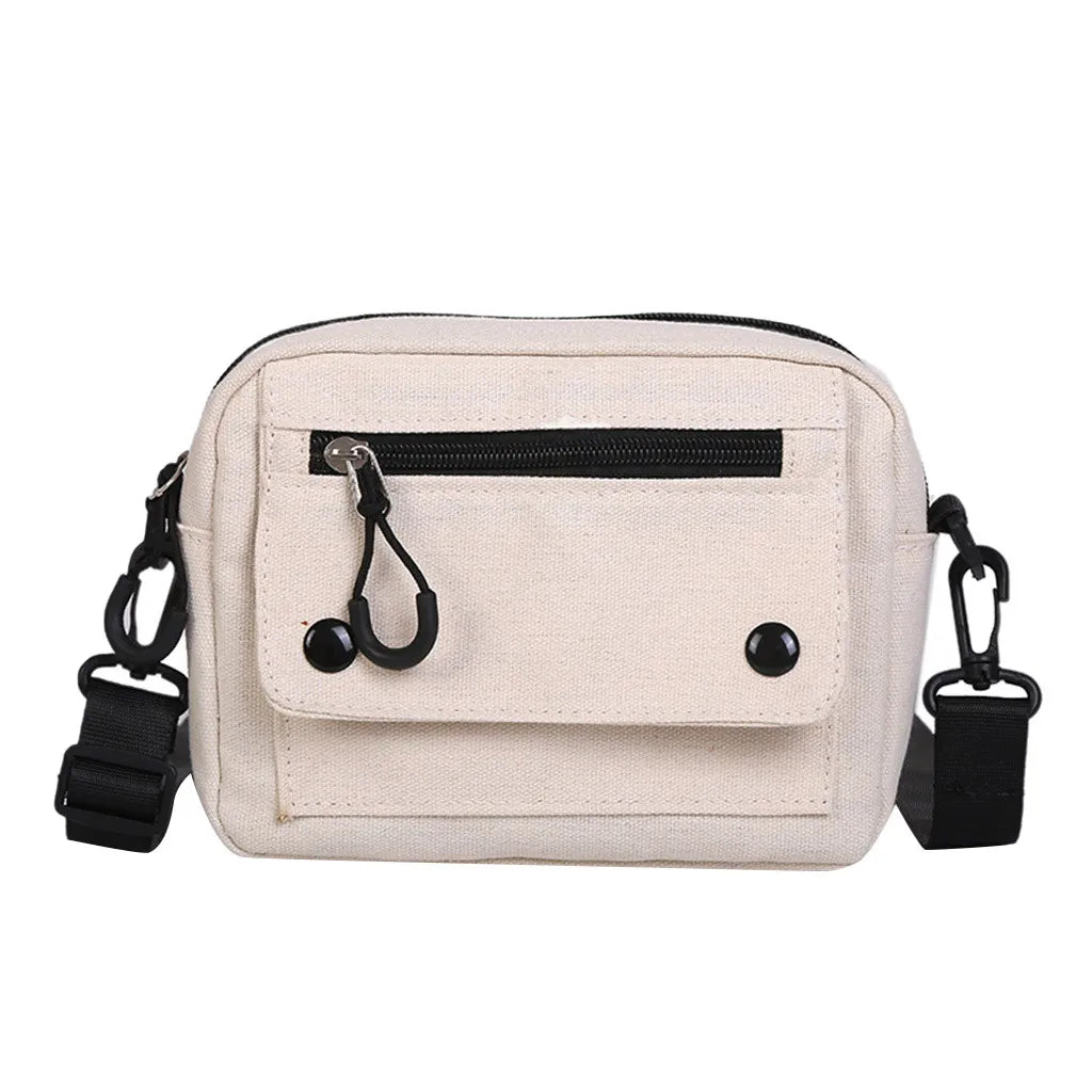 Canvas Handbag Solid Casual Tote Shoulder Bag Zipper Crossbody Bags