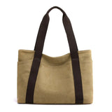 Canvas Handbag Solid Color Large Capacity Shoulder Bag