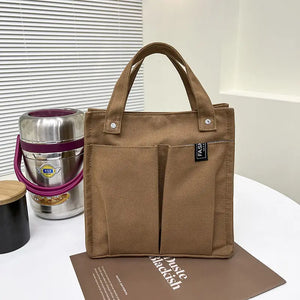 Canvas Handbag Women Large Lunch Box Bag Handle Multifunction Shopping Bolso