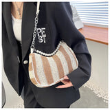 Canvas Handbags Women Shoulder Bags Beaded Portable Armpit Crossbody Bags