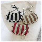 Canvas Handbags Women Shoulder Bags Beaded Portable Armpit Crossbody Bags