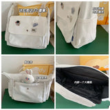 Canvas Handbags Japanese School Shoulder Harajuku Solid Large Capacity