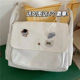 Canvas Handbags Japanese School Shoulder Harajuku Solid Large Capacity