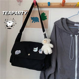 Canvas Handbags Japanese School Shoulder Harajuku Solid Large Capacity