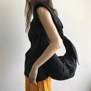 Canvas Handbags Tie Hobos Shoulder Bag Women Crossbody Bags Ladies