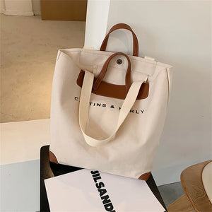 Canvas Handbag for Women Large Capacity Shoulder Bag Ladies Tote