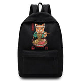 Canvas High School Bag Casual Cat Pattern Printed Men Backpack