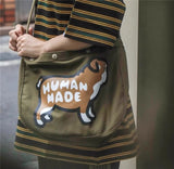 Canvas Cartoon Graphic Human Dog Bag Vintage Backpacks