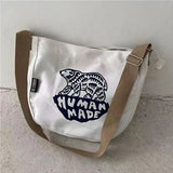 Canvas Human Polar Bear Backpacks Buckle Shoulder Strap Handbag Men Women