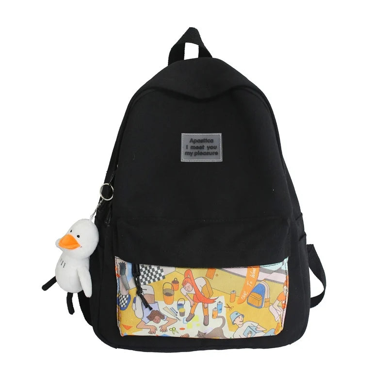 Canvas Junior High School Student Schoolbag Female Wild Cartoon