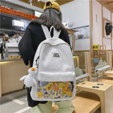Canvas Junior High School Student Schoolbag Female Wild Cartoon