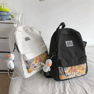 Canvas Junior High School Student Schoolbag Female Wild Cartoon
