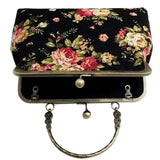 Canvas Kiss Lock Bag Handbag For Women Cheongsam Special Flower Winter Clasp