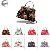 Canvas Kiss Lock Bag Handbag For Women Cheongsam Special Flower Winter Clasp