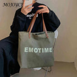 Canvas Ladies Tote Large Capacity Reusable Grocery Bag Snap Closure