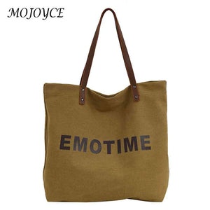 Canvas Ladies Tote Large Capacity Reusable Grocery Bag Snap Closure