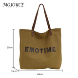 Canvas Ladies Tote Large Capacity Reusable Grocery Bag Snap Closure
