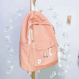 Canvas Large Capacity Backpacks Women Leisure Students School Letter College Bag