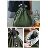 Canvas Lunch Bag Bento Box Handbag Picnic Dinner Container