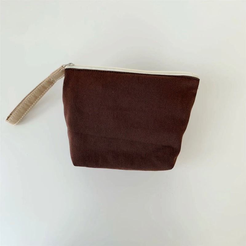 Canvas Makeup Bag Small Cosmetic Pouch Organizer Women Wrist Pouch