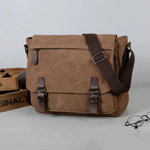 Canvas Messenger Bag For Men Vintage Briefcase Large Capacity Crossbody Bags