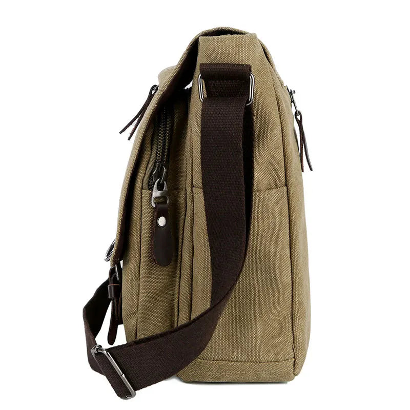 Canvas Messenger Bag For Men Vintage Briefcase Large Capacity Crossbody Bags