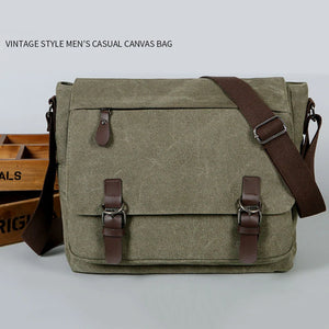 Canvas Messenger Bag For Men Vintage Briefcase Large Capacity Crossbody Bags